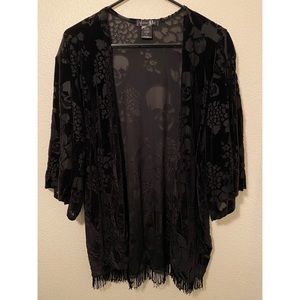 Black Velvet Short Sleeve Cardigan
